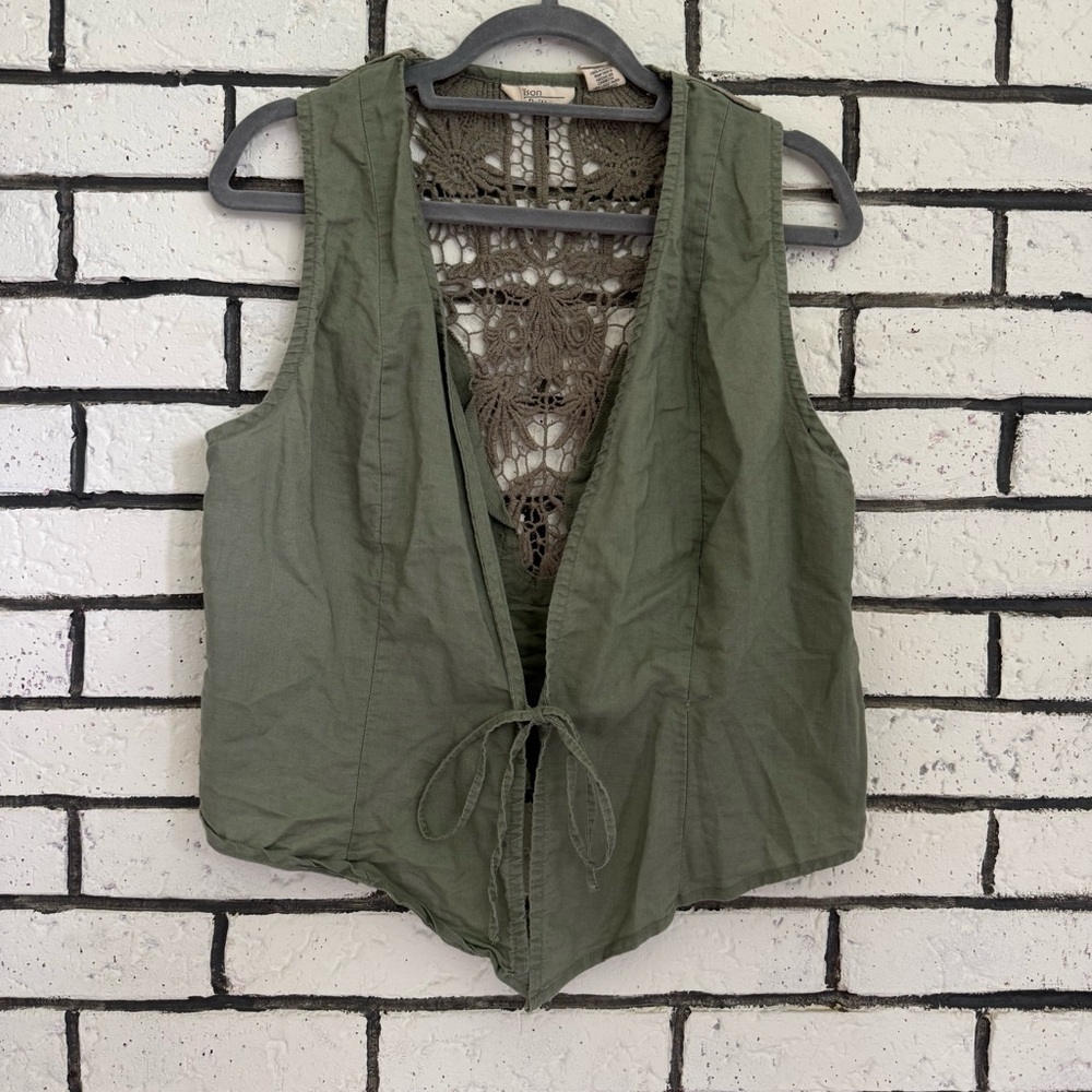 Allison Brittney Green Sleeveless Tie Front Tank Top